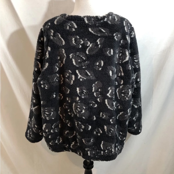 LOGO black & Charcoal Fleece Zip Front Jacket - Womens 2X, Bust 29” - Picture 4 of 5